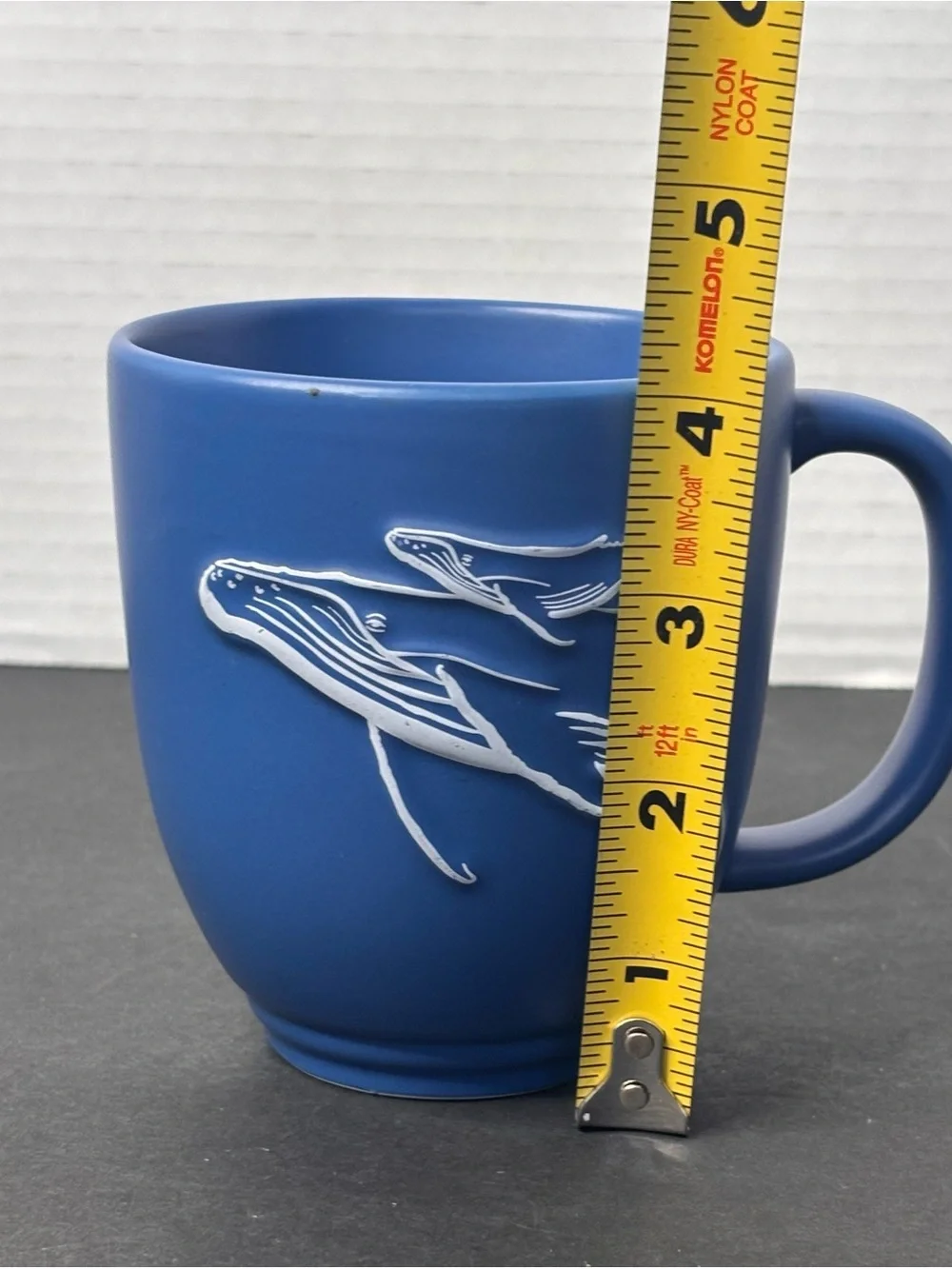 Wyland Whale & Calf Ceramic Mug Ocean Art Mug by Encore (2002) Blue White Matte